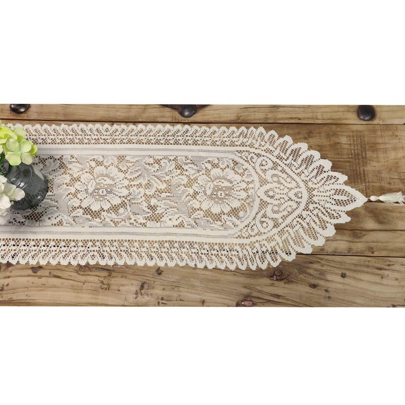 Tinsow 2 Pack Cotton Crochet Lace Rectangular Table Runner Dresser Scarf Doilies (Beige) - Image 2